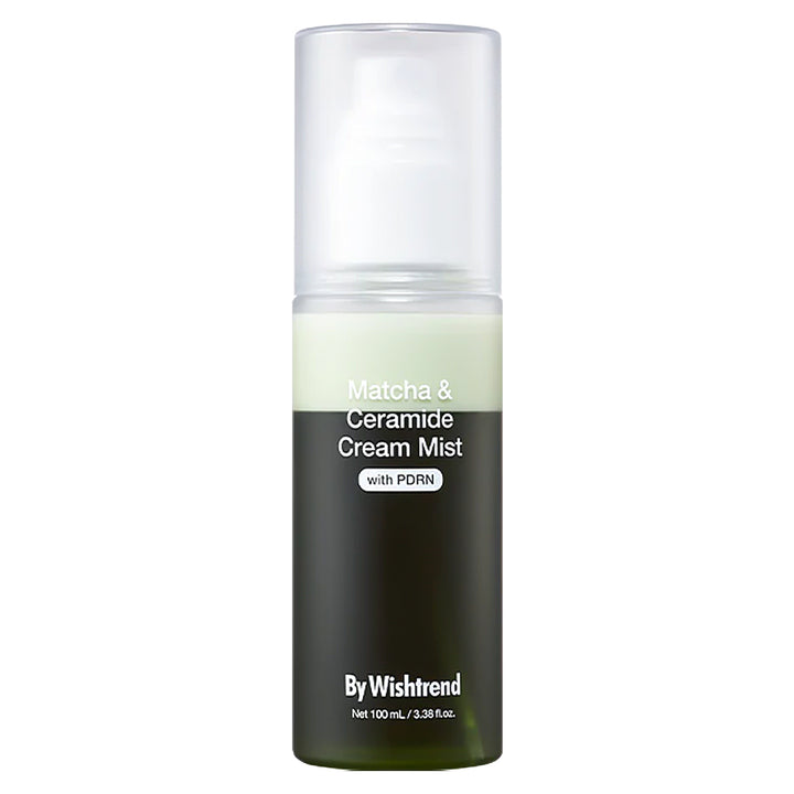 Matcha &amp; Ceramide Cream Mist bottle by Wishtrend on a white background