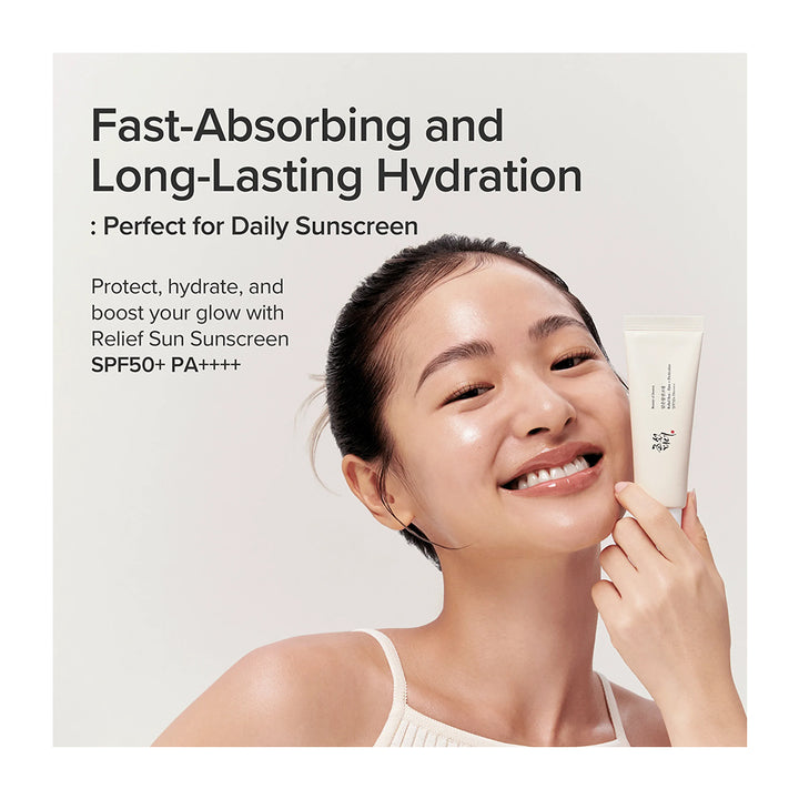 Beauty of Joseon Relief Sun: Rice + Probiotics SPF 50+ PA ++++ - Peaches&amp;Creme Shop Korean Skincare Malta