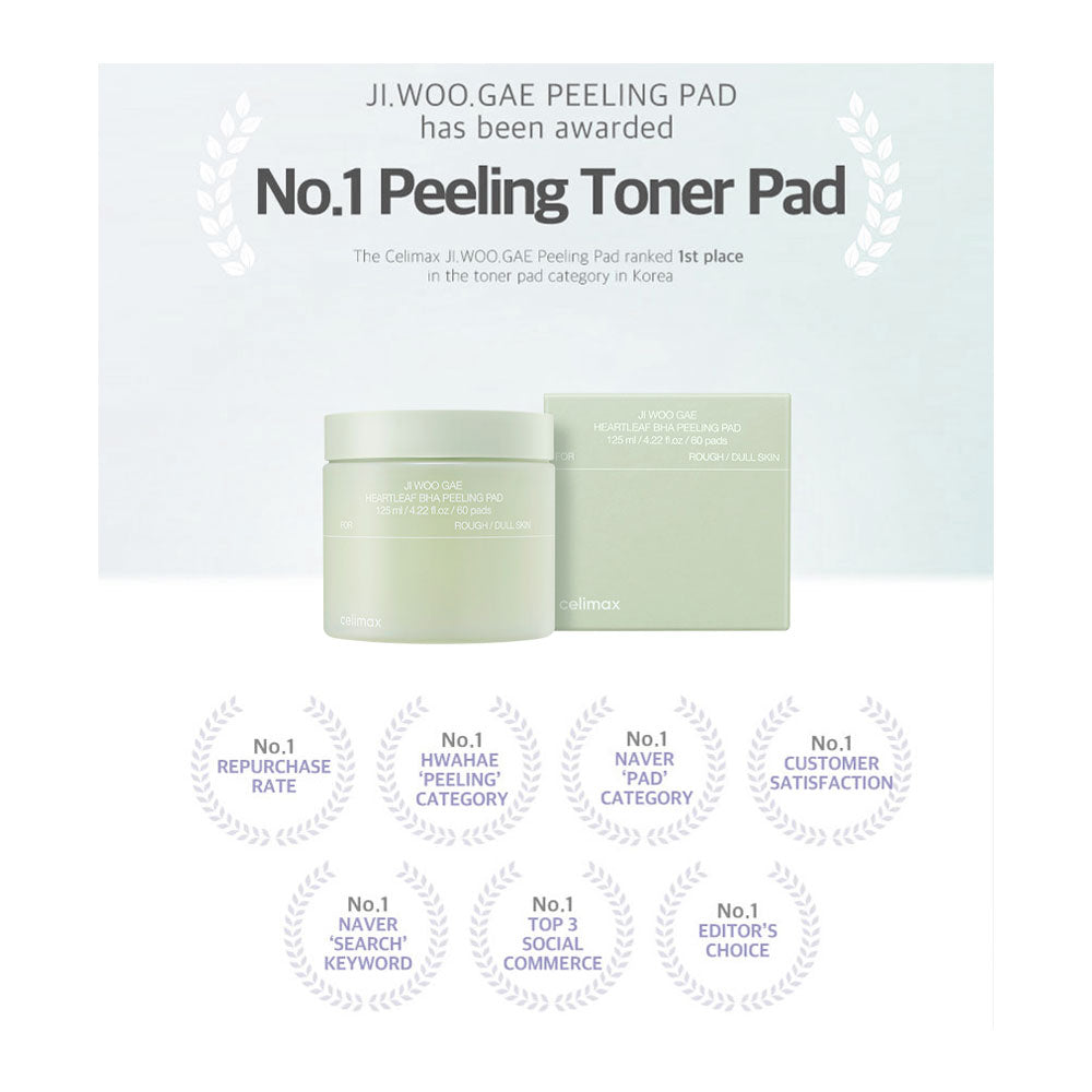 CELIMAX Ji.Woo.Gae Heartleaf BHA Peeling Pad- Peaches&Creme Shop Korean Skincare Malta