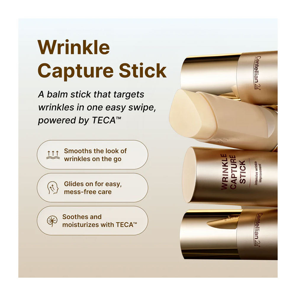 Cosmetic stick packaging with text describing its features and benefits.