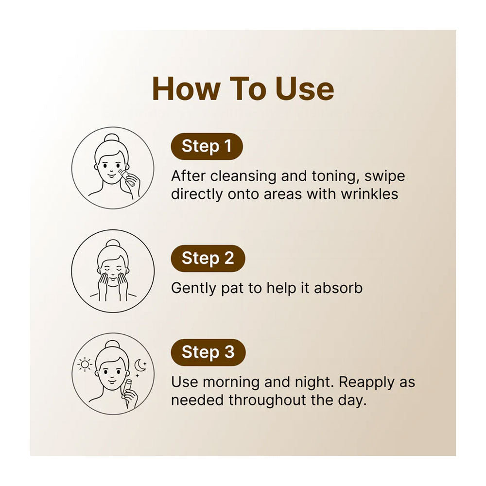 Instructions on how to use a skincare product with step-by-step icons and text.