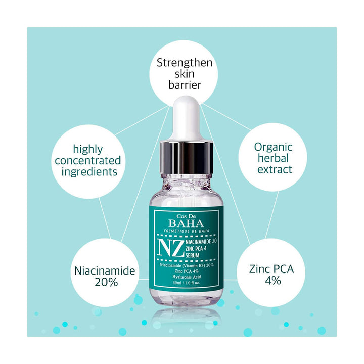 COS DE BAHA NZ Niacinamide Zinc PCA Serum - Peaches&Creme Shop Korean Skincare Malta