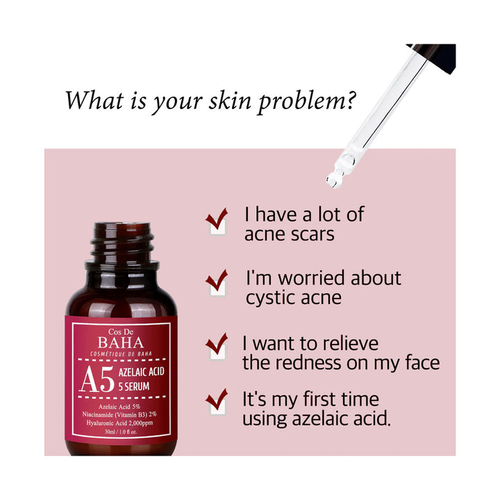 COS DE BAHA A5 Azelaic Acid 5 Serum - Peaches&Creme Shop Korean Skincare Malta