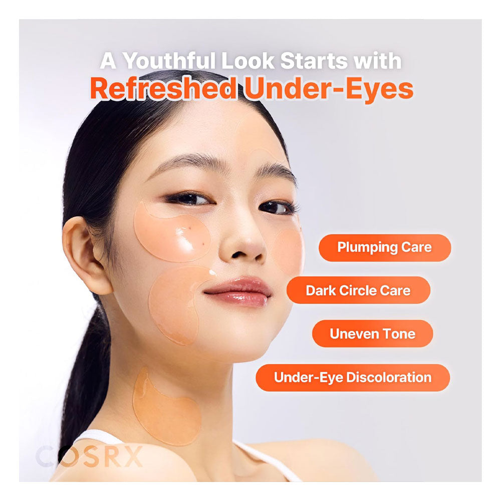 Advertisement for OSRX eye patches with a woman&