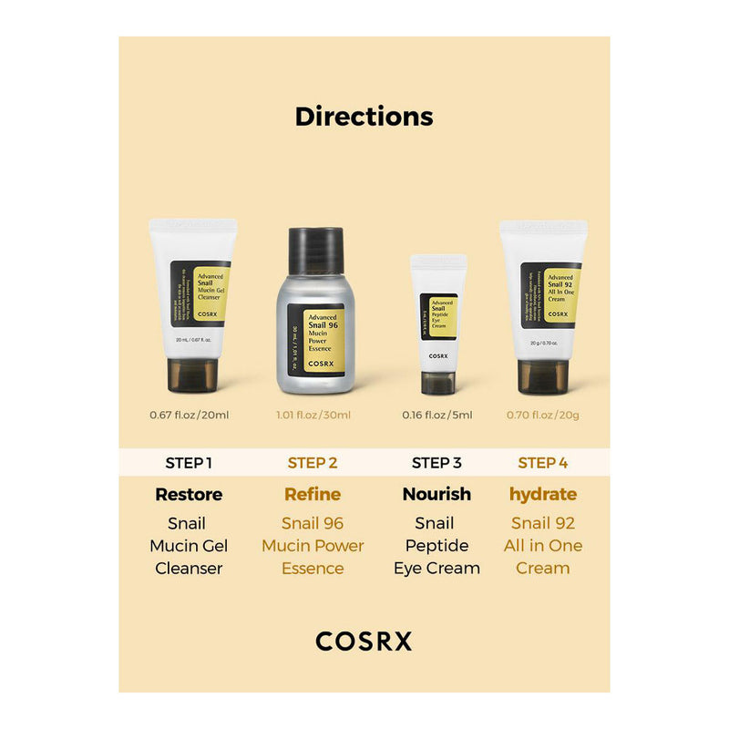 COSRX ALL ABOUT SNAIL KIT 4-step - Peaches&Creme Shop Korean Skincare Malta