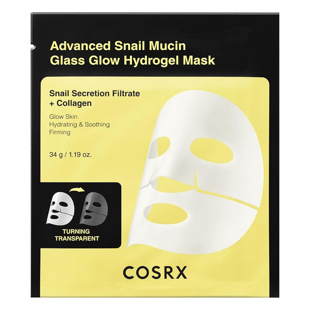 COSRX Advanced Snail Mucin Glass Glow Hydrogel Mask - Peaches&Creme Shop Korean Skincare Malta