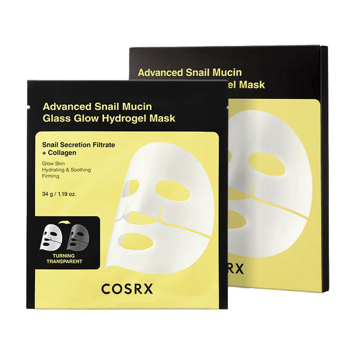 COSRX Advanced Snail Mucin Glass Glow Hydrogel Mask - Peaches&Creme Shop Korean Skincare Malta