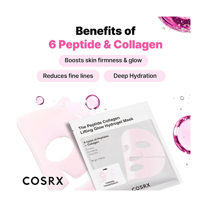 COSRX The Peptide Collagen Lifting Glow Hydrogel Mask - Peaches&Creme Shop Korean Skincare Malta