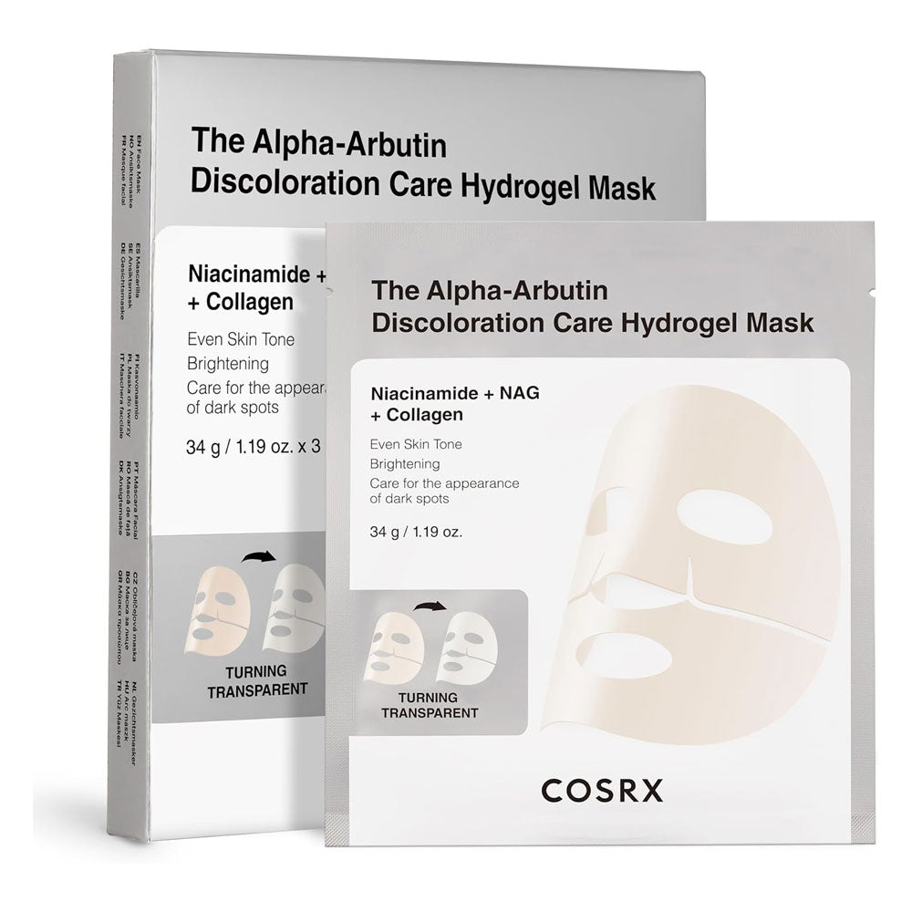 COSRX The Alpha-Arbutin Discoloration Care Hydrogel Mask - Peaches&Creme Shop Korean Skincare Malta