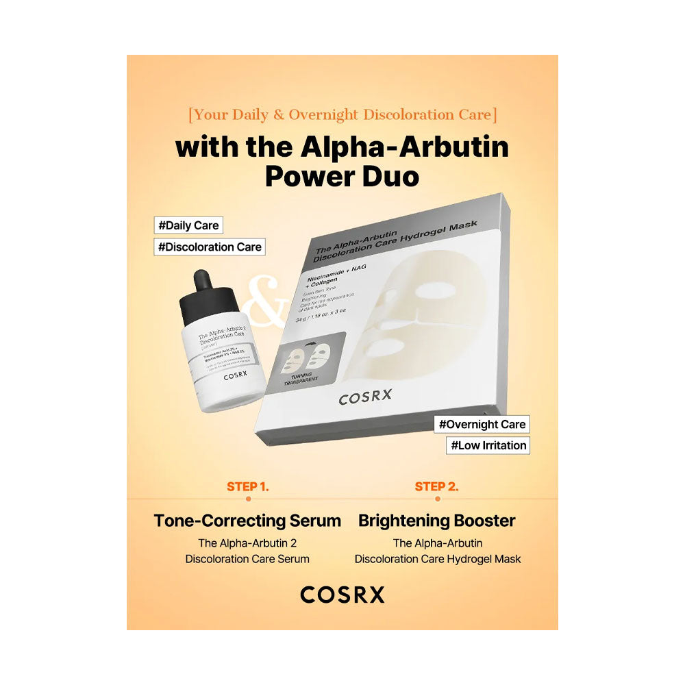 COSRX The Alpha-Arbutin Discoloration Care Hydrogel Mask - Peaches&Creme Shop Korean Skincare Malta