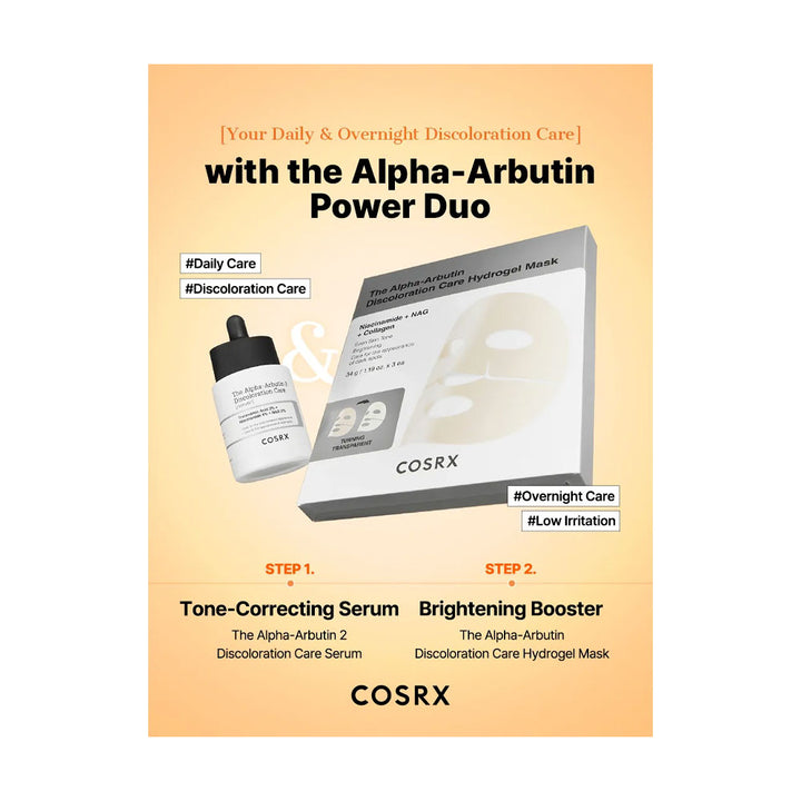 COSRX The Alpha-Arbutin Discoloration Care Hydrogel Mask - Peaches&Creme Shop Korean Skincare Malta