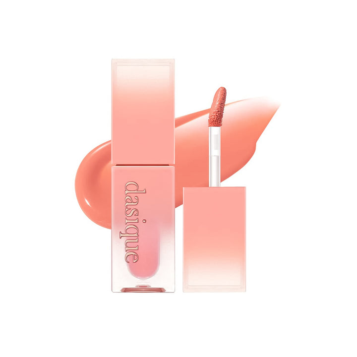 Dasique lip product with applicator on a white background