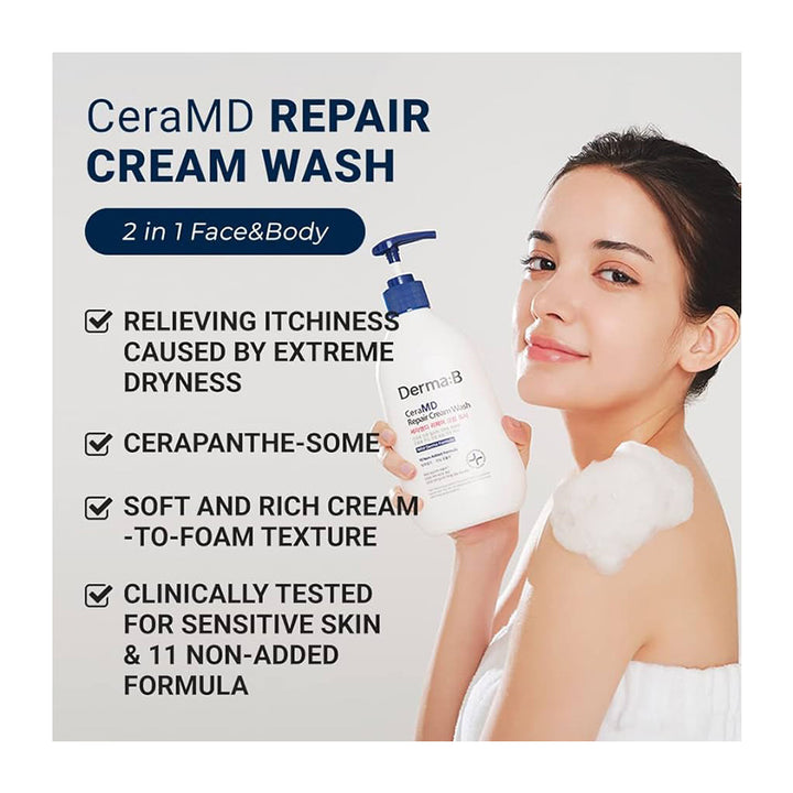 DERMA B CeraMD Repair Cream Wash - Peaches&Creme Shop Korean Skincare Malta