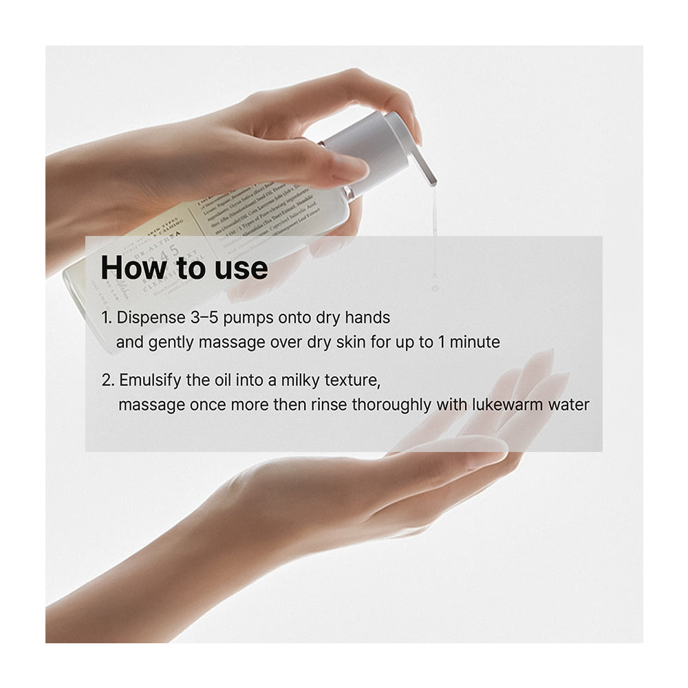 A hand holding a clear pump bottle and dispensing a clear liquid onto another hand, with a semi-transparent text box reading &