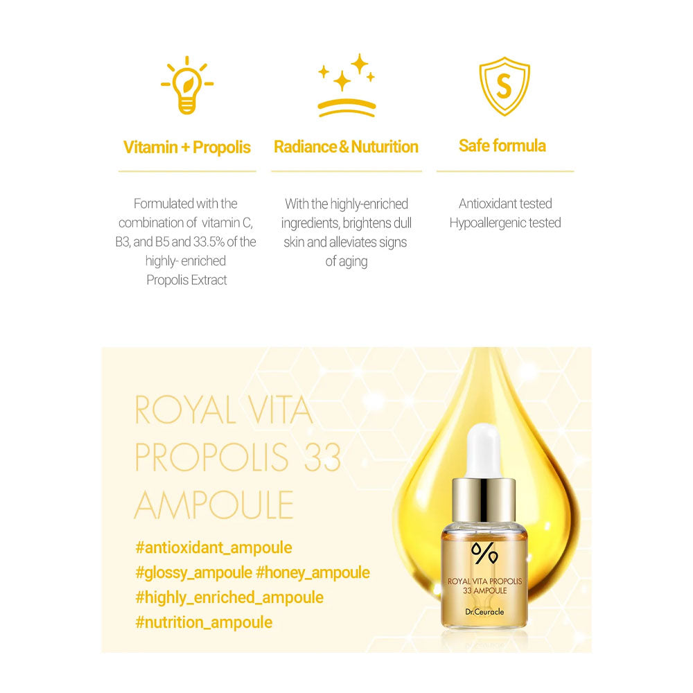 DR. CEURACLE Royal Vita Propolis 33 Ampoule - Peaches&Creme Shop Korean Skincare Malta