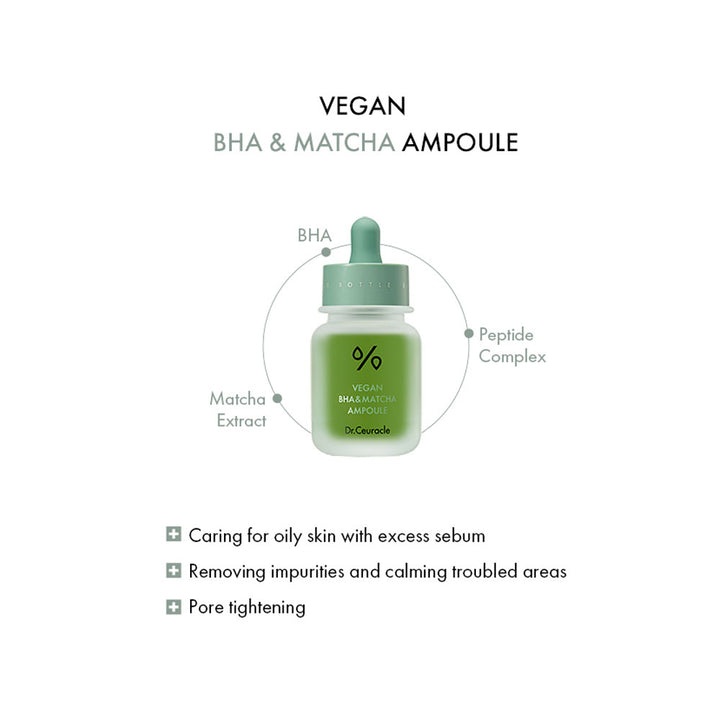 DR CEURACLE Vegan BHA & Matcha Ampoule - Peaches&Creme Shop Korean Skincare Malta