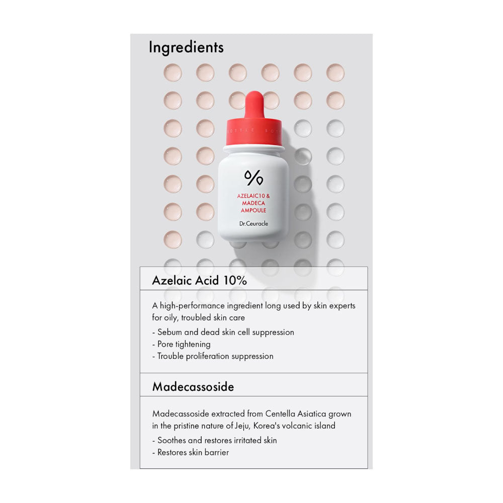 DR.CEURACLE Azelaic10 & Madeca Ampoule - Peaches&Creme Shop Korean Skincare Malta