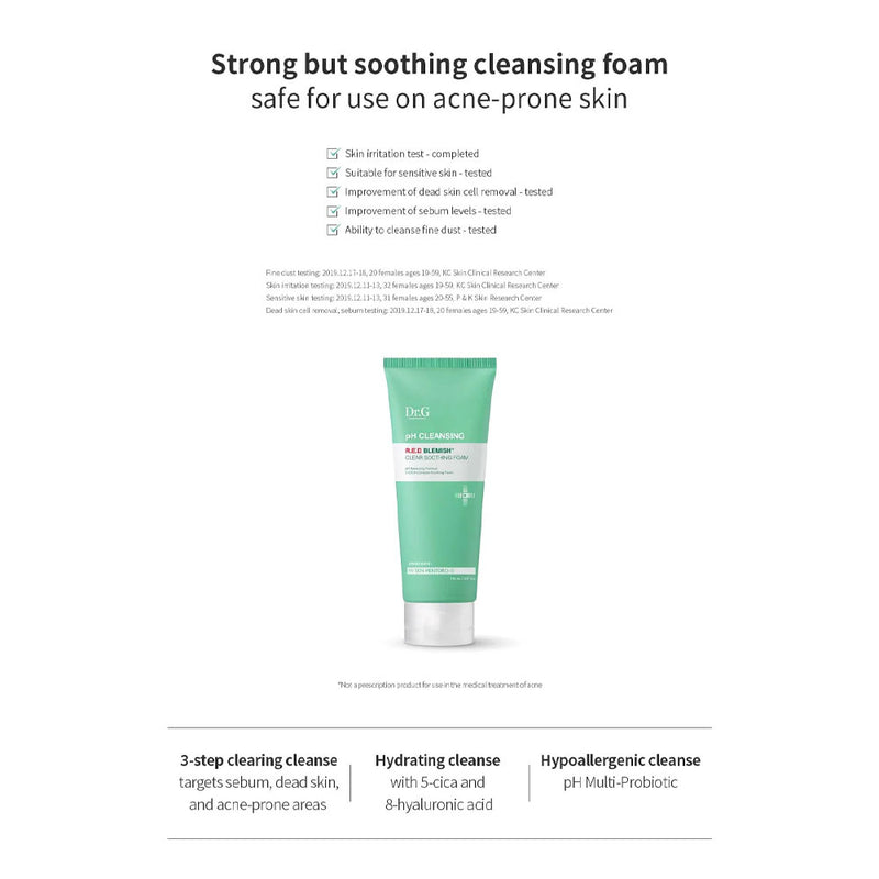 DR. G pH Cleansing Red Blemish Clear Soothing Foam - Peaches&Creme Shop Korean Skincare Malta