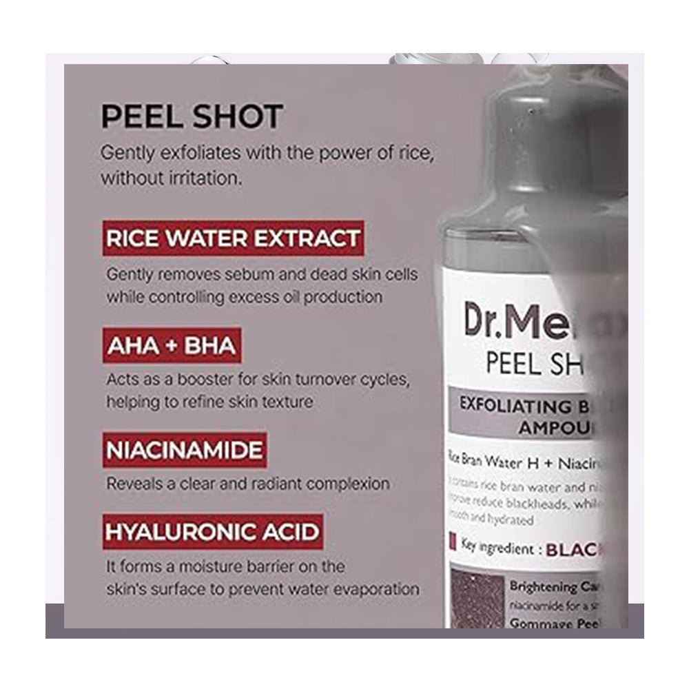 DR.MELAXIN Peel Shot Exfoliating Black Rice Ampoule - Peaches&Creme Shop Korean Skincare Malta