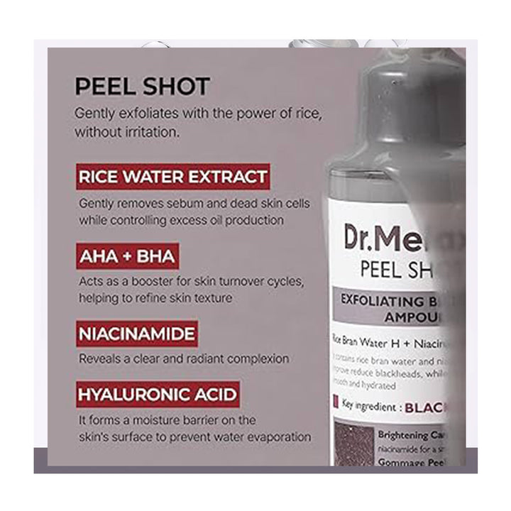 DR.MELAXIN Peel Shot Exfoliating Black Rice Ampoule - Peaches&Creme Shop Korean Skincare Malta