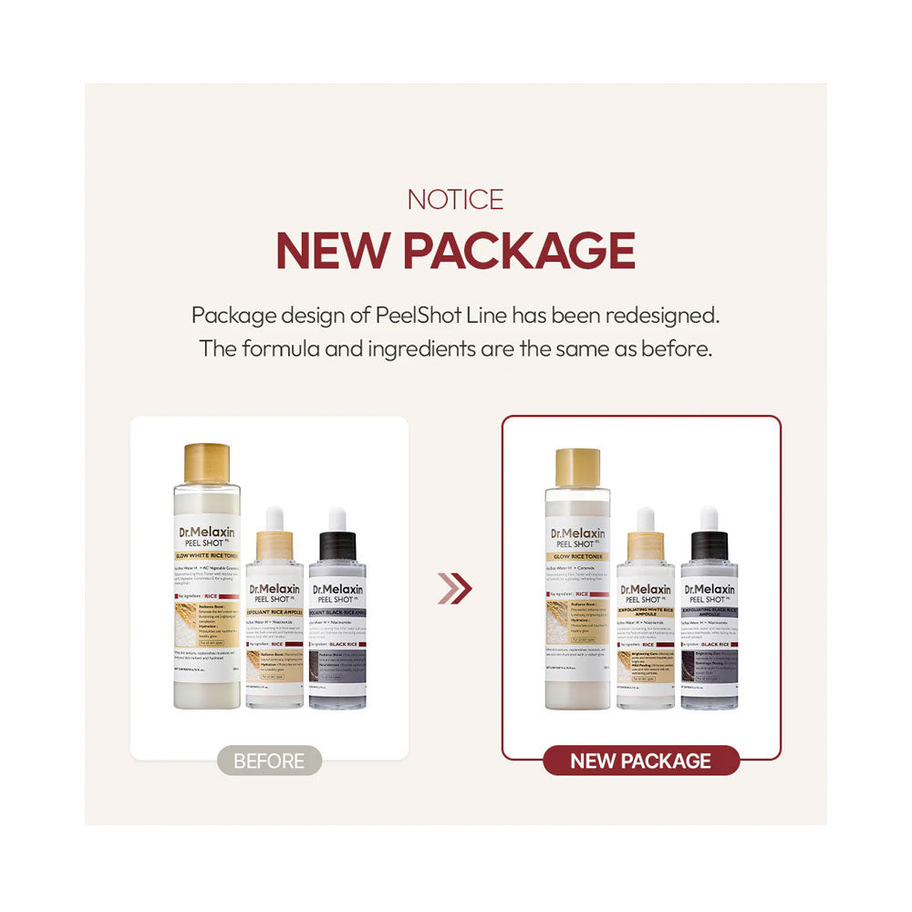DR.MELAXIN Peel Shot Exfoliating Black Rice Ampoule - Peaches&Creme Shop Korean Skincare Malta