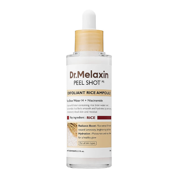 Dr. Melaxin peel shot ampoule bottle on a white background