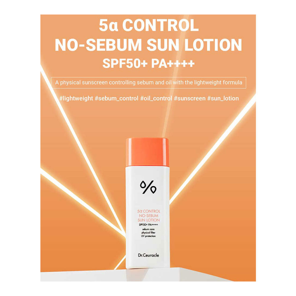 DR. CEURACLE 5a Control No-Sebum Sun Lotion - Peaches&Creme Shop Korean Skincare Malta