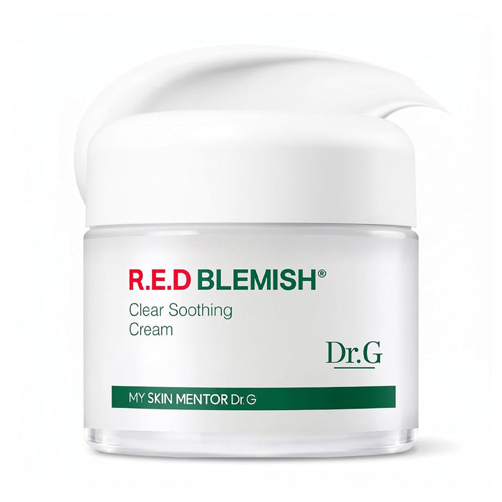 Dr. G R.E.D Blemish Clear Soothing Cream jar on a white background