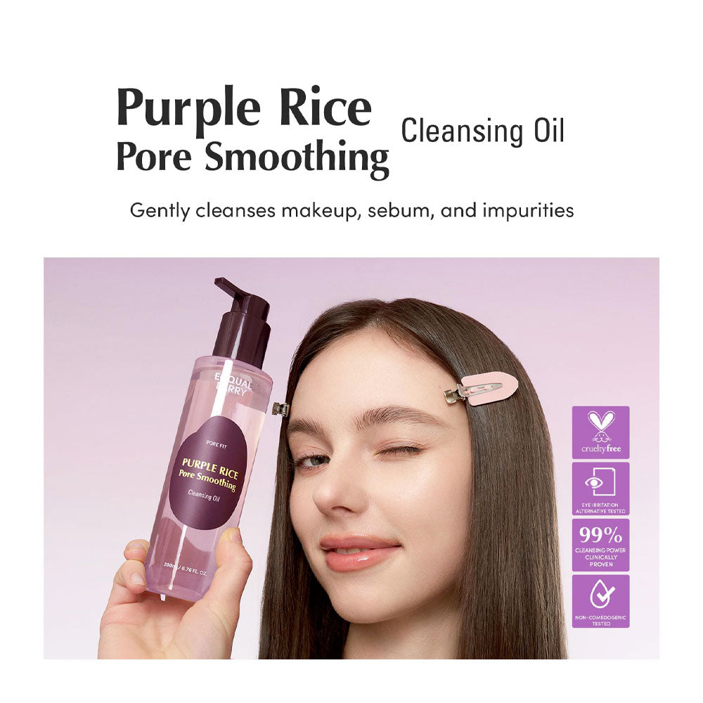 EQQUALBERRY Purple Rice Pore Smoothing Cleansing Oil - Peaches&Creme Shop Korean Skincare Malta
