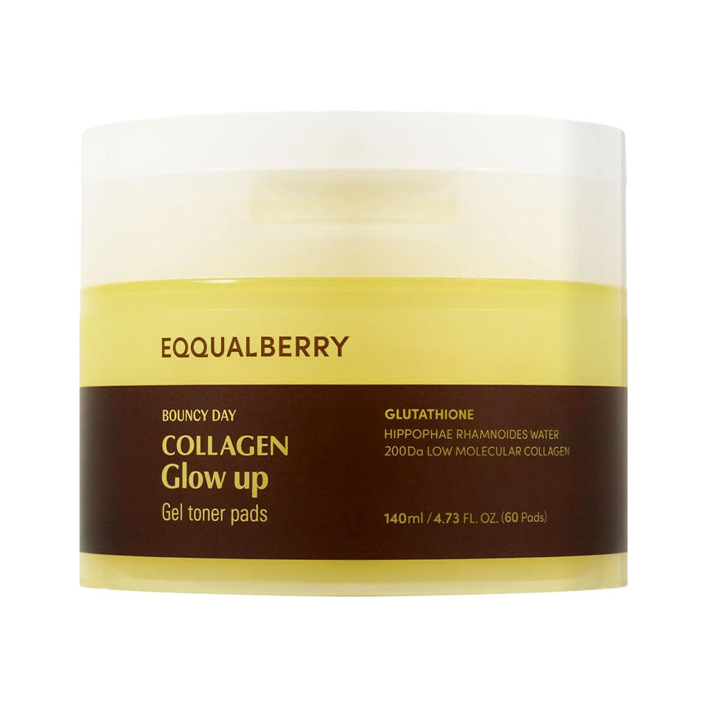 EQQUALBERRY Collagen Glow Up Gel Toner Pads - Peaches&Creme Shop Korean Skincare Malta
