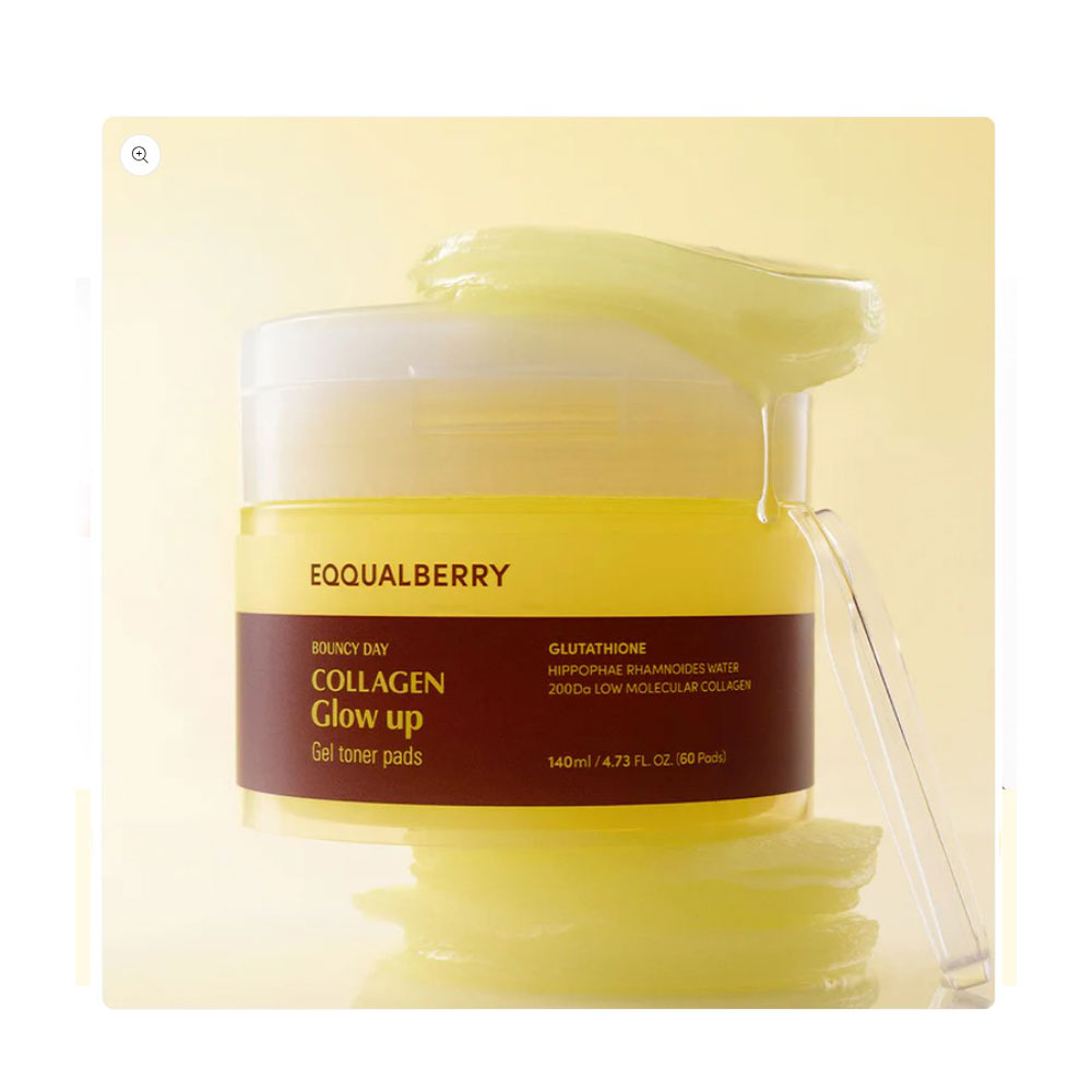 EQQUALBERRY Collagen Glow Up Gel Toner Pads - Peaches&Creme Shop Korean Skincare Malta
