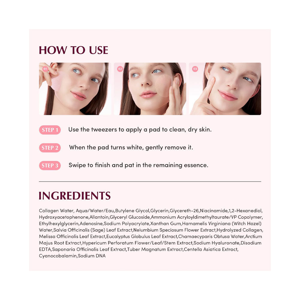 EQQUALBERRY Collagen Pore-Tight Up Gel Toner Pads - Peaches&Creme Shop Korean Skincare Malta