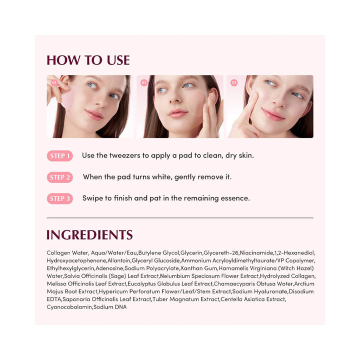 EQQUALBERRY Collagen Pore-Tight Up Gel Toner Pads - Peaches&Creme Shop Korean Skincare Malta
