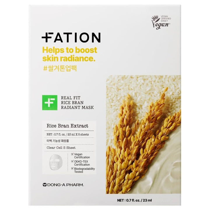 FATION Real Fit Rice Brightening Mask - Peaches&Creme Shop Korean Skincare Malta
