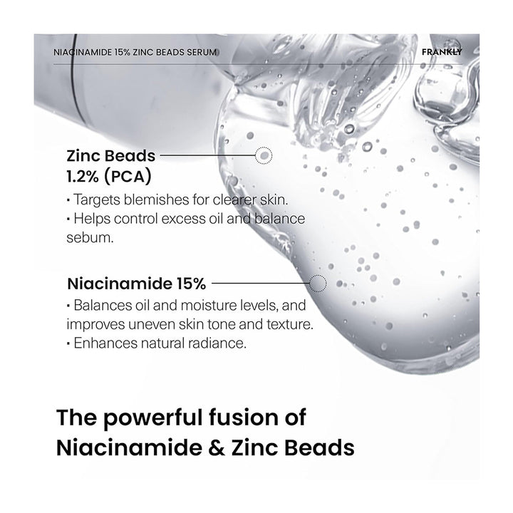 FRANKLY Niacinamide 15% Zinc Beads Serum - Peaches&Creme Shop Korean Skincare Malta