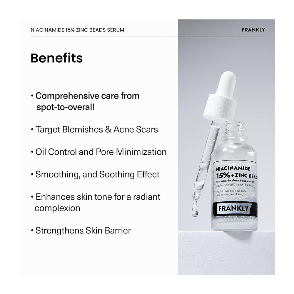 FRANKLY Niacinamide 15% Zinc Beads Serum - Peaches&Creme Shop Korean Skincare Malta
