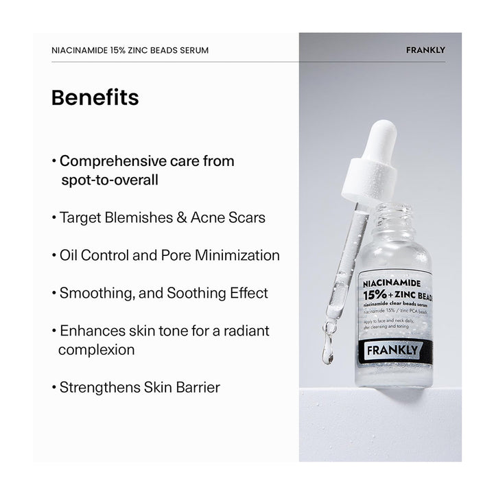 FRANKLY Niacinamide 15% Zinc Beads Serum - Peaches&Creme Shop Korean Skincare Malta