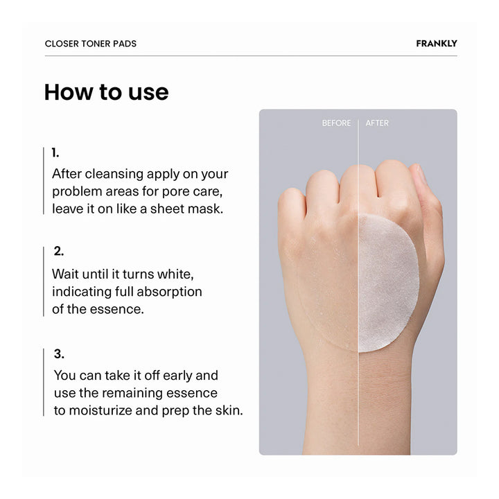 FRANKLY Closer Rice Jelly Toner Pads - Peaches&Creme Shop Korean Skincare Malta