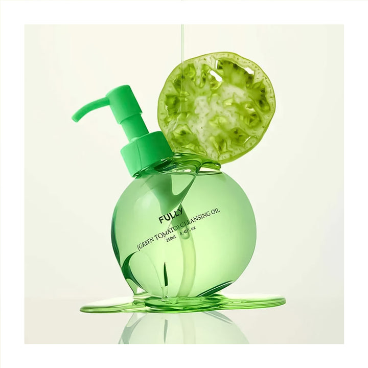 Green bottle with pump and sliced lime on a light beige background