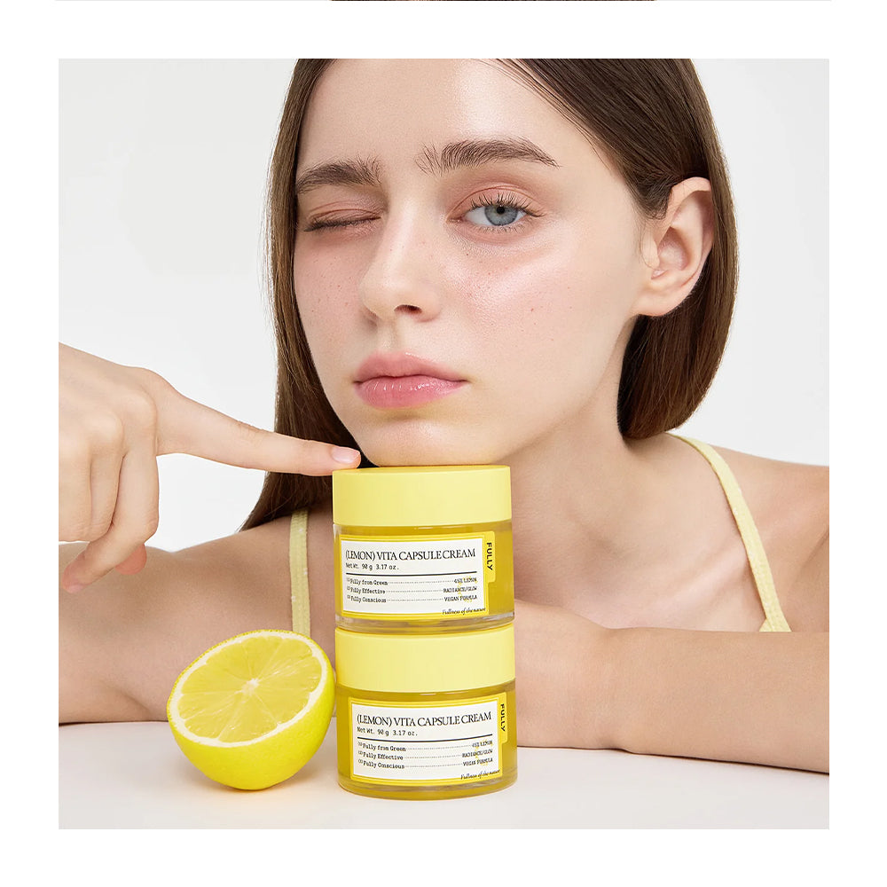 Woman holding a stack of yellow containers labeled &