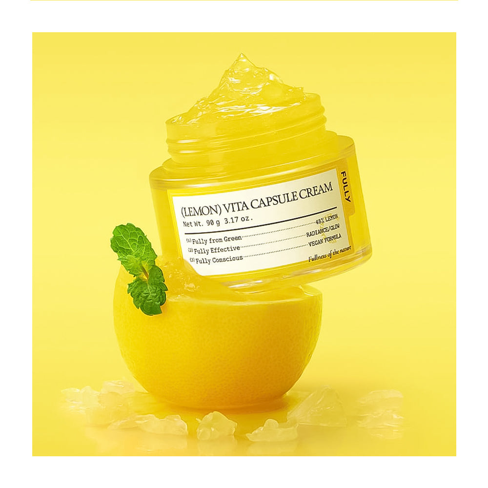 Yellow cream jar with a label on a yellow background