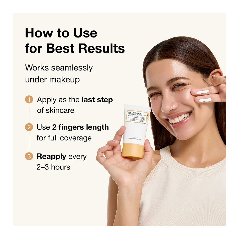 Woman applying skincare product with text on how to use for best results