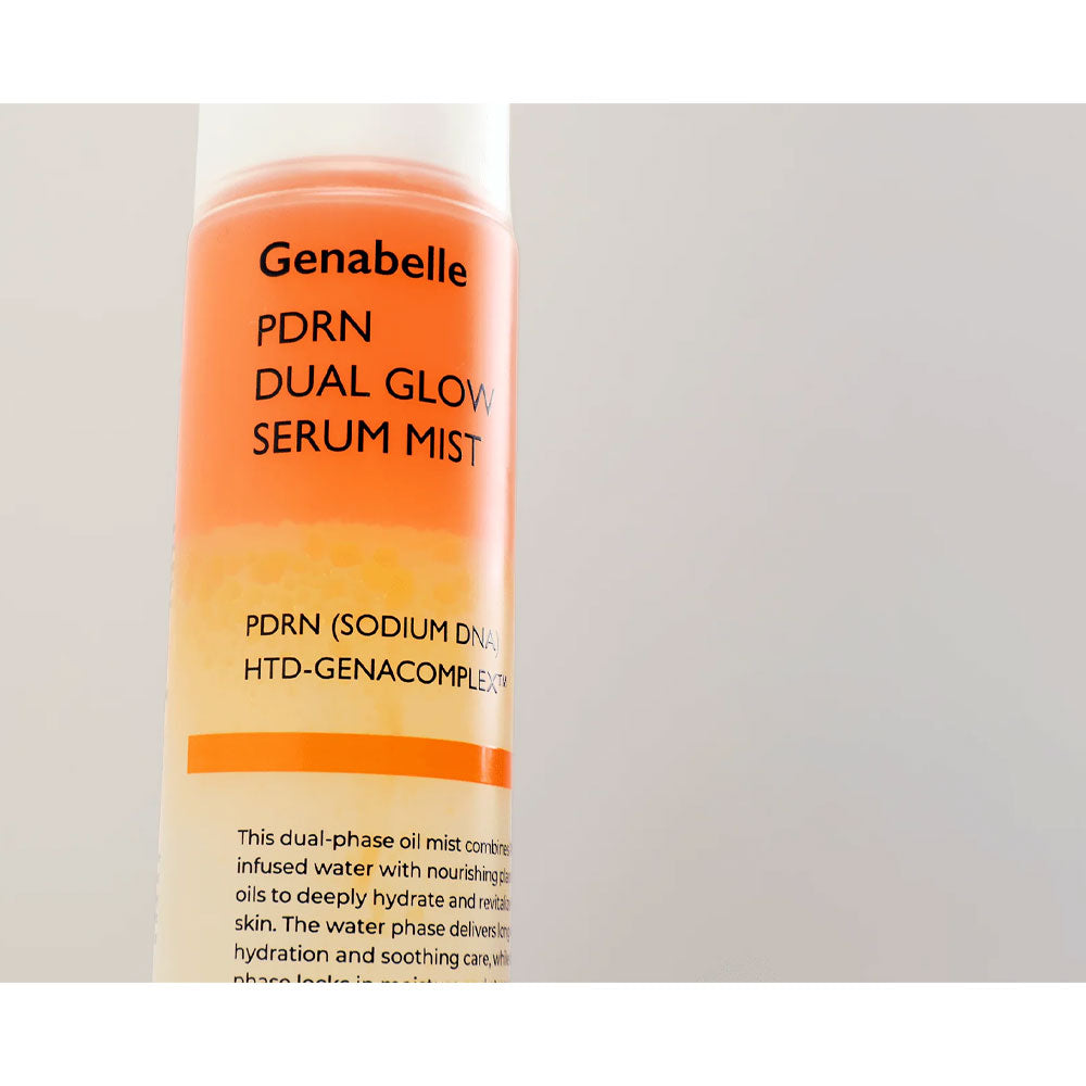 Genabelle PDRN Dual Glow Serum Mist bottle on a light gray background