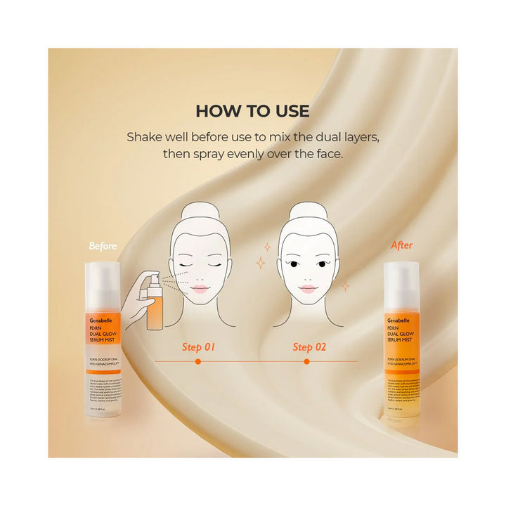 Instructions on how to use a skincare product with a beige background