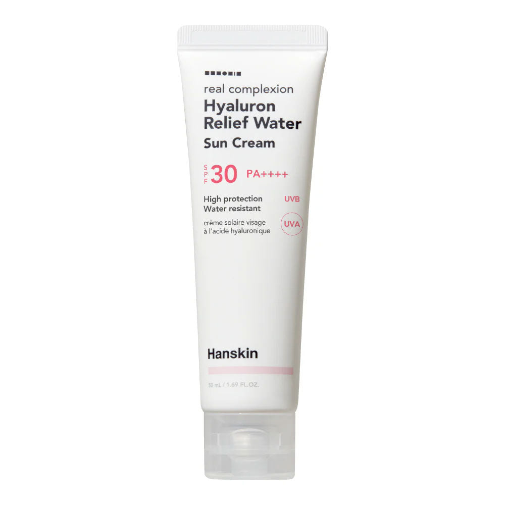 HANSKIN Real Complexion Hyaluron Relief Water Sun Cream SPF30 PA++++ - Peaches&Creme Shop Korean Skincare Malta