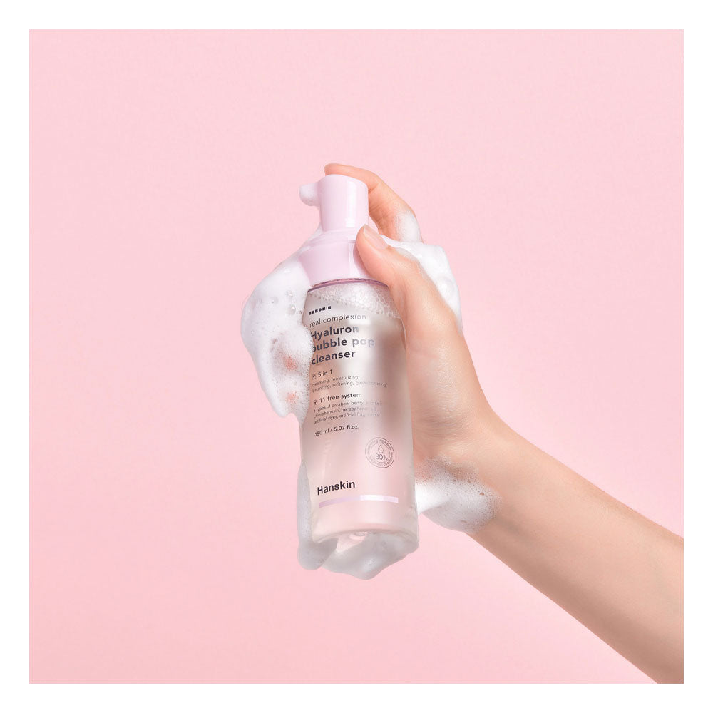 HANSKIN Real Complexion Hyaluron Bubble Pop Cleanser - Peaches&Creme Shop Korean Skincare Malta