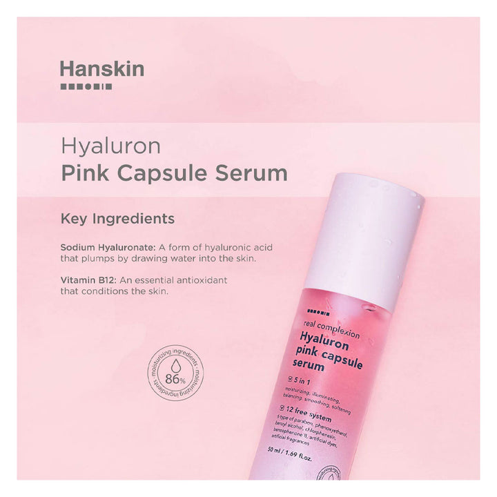 HANSKIN Real Complexion Hyaluron Pink Capsule Serum - Peaches&Creme Shop Korean Skincare Malta