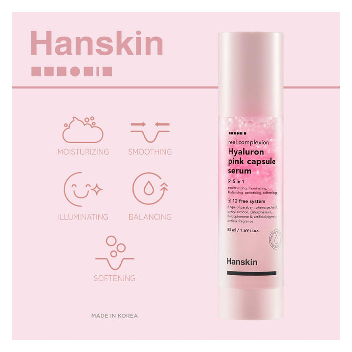 HANSKIN Real Complexion Hyaluron Pink Capsule Serum - Peaches&Creme Shop Korean Skincare Malta