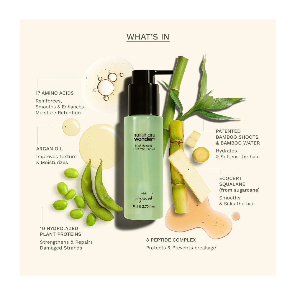 HARUHARU WONDER Black Bamboo Frizz-free Hair Oil - Peaches&Creme Shop Korean Skincare Malta
