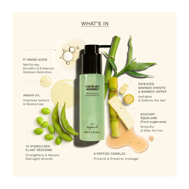 HARUHARU WONDER Black Bamboo Frizz-free Hair Oil - Peaches&Creme Shop Korean Skincare Malta